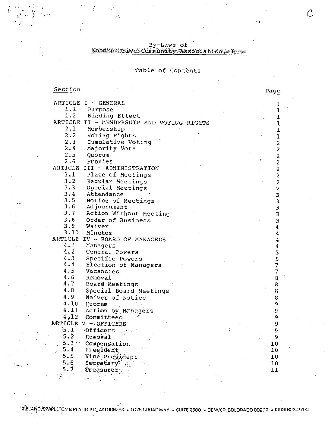 Community Association Bylaws