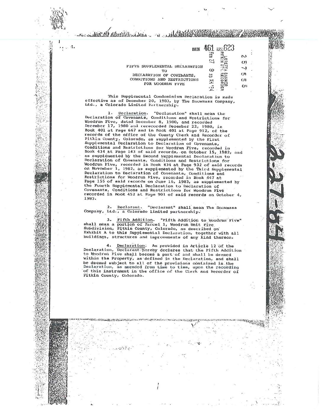 Community Association Declaration Fifth Supplement