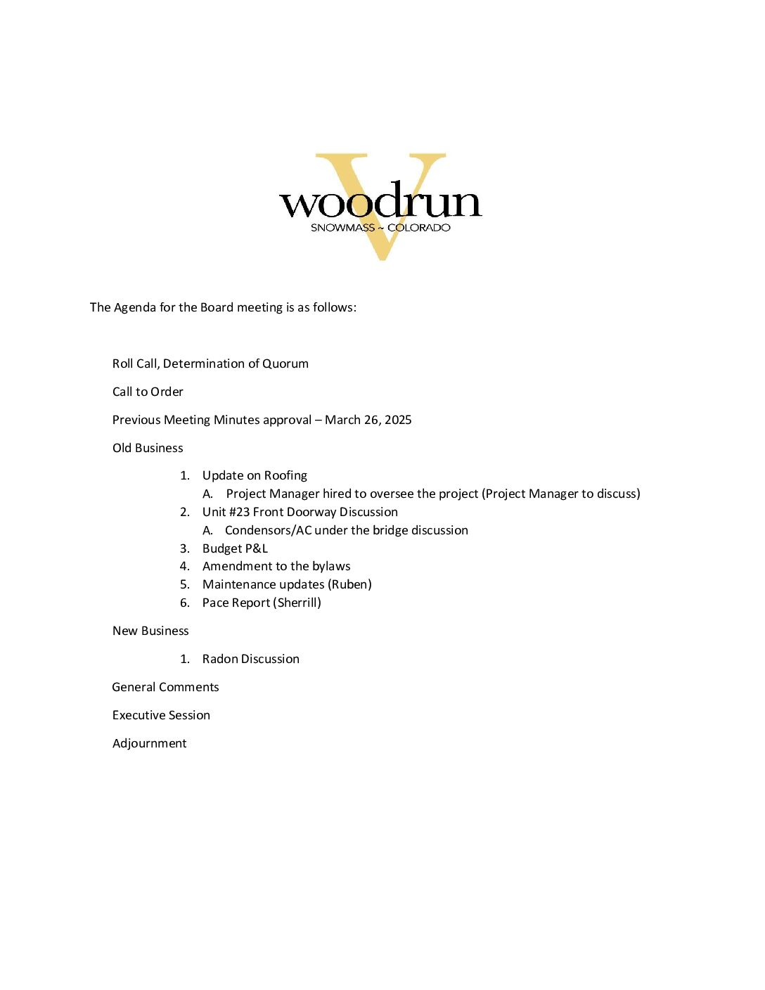 Board Agenda June 24, 2025