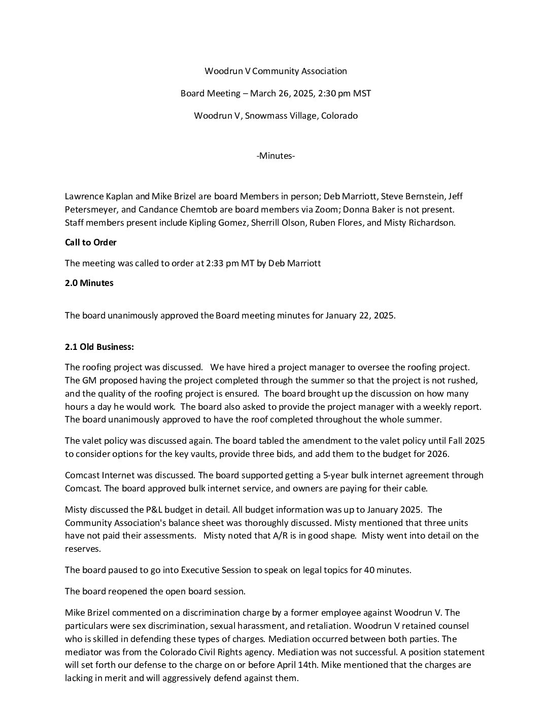 Board Meeting Minutes March 26 2025
